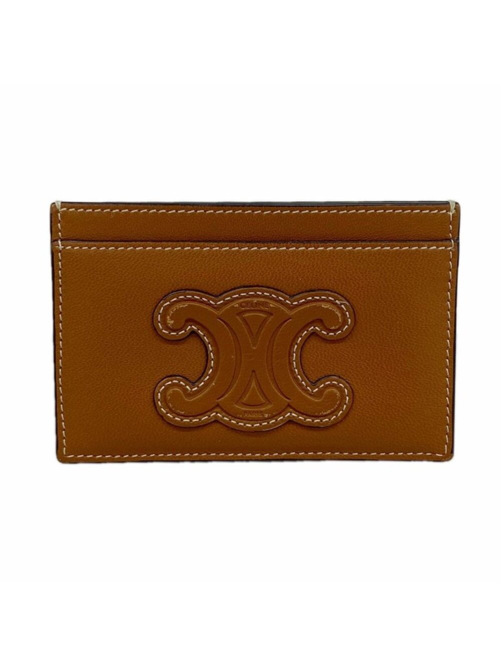 Celine Card Case Triomphe Leather Brown